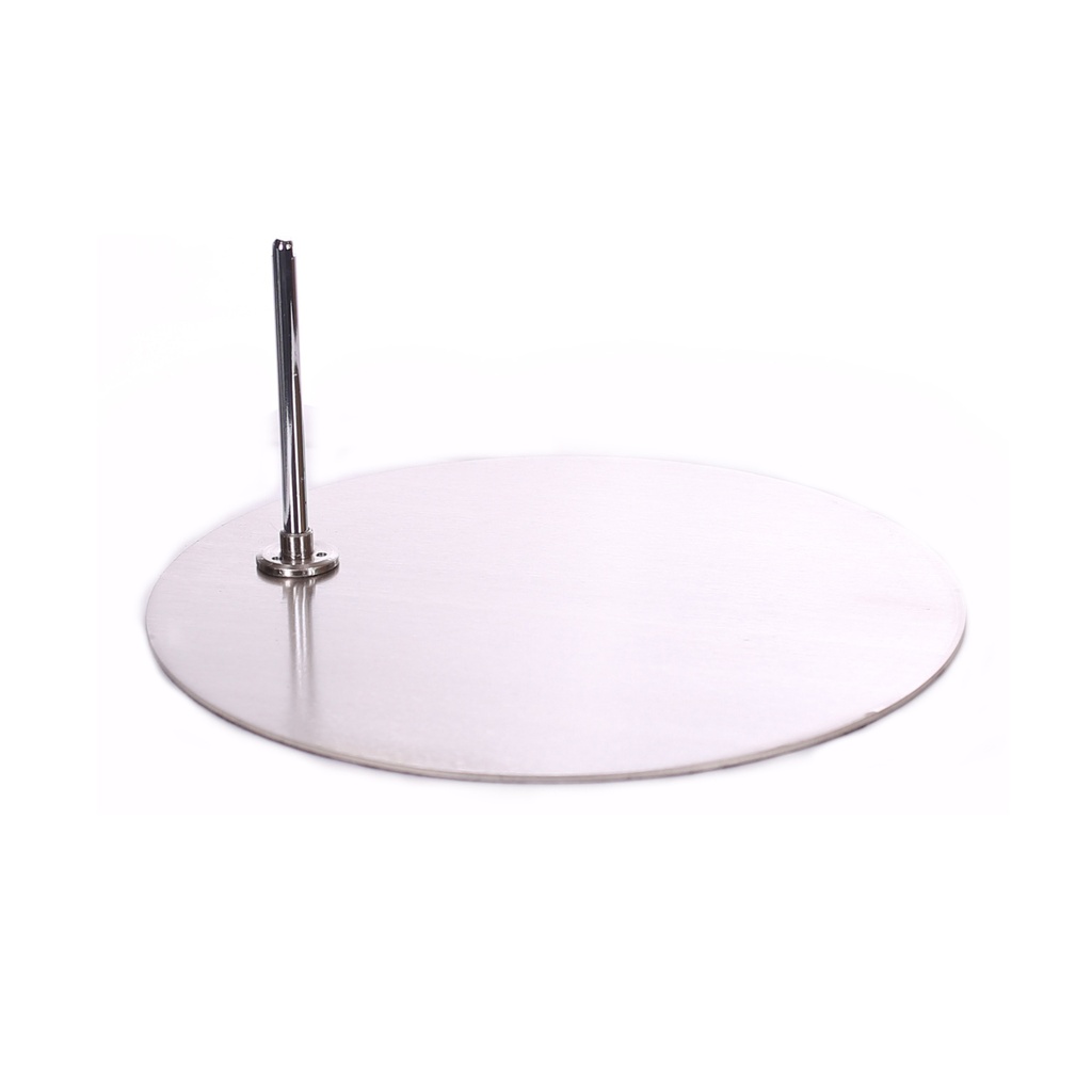 BINK - Round base window mannequin, dia 38 cm, brushed nickel steel, with foot pin