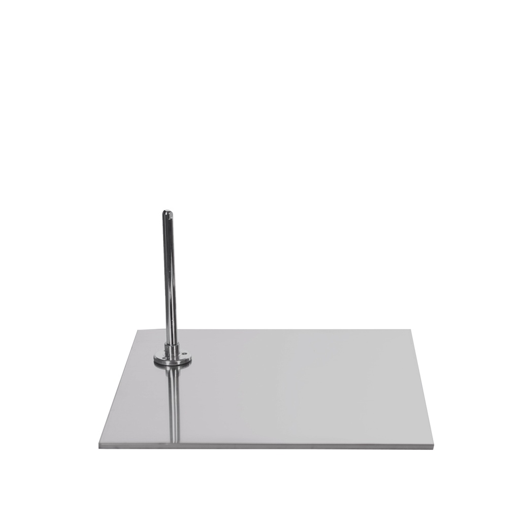 Square base for child mannequin, 30x30 cm, in brushed nickel, with footpin