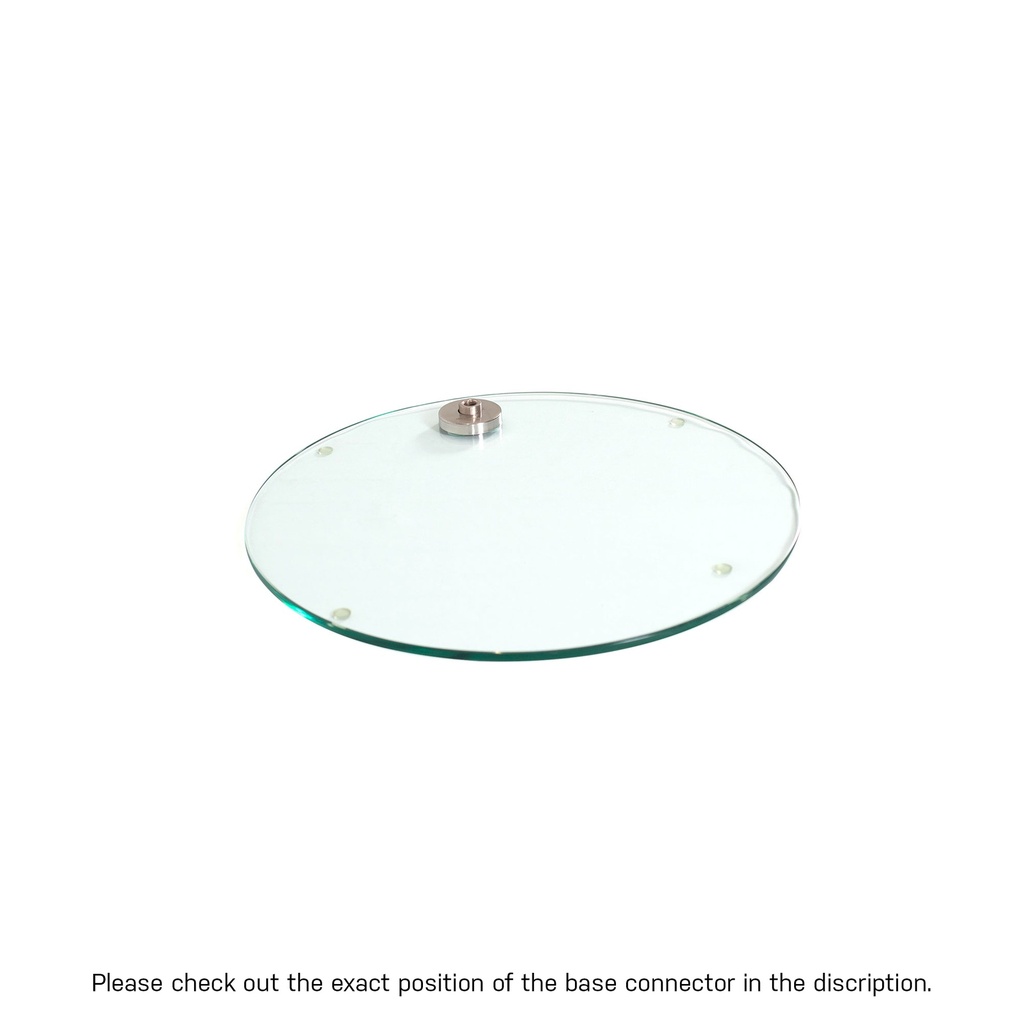 BINK - Round tempered glass base dia 32 cm, M12 connector in brushed nickel (3.5 cm)