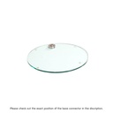 Round tempered glass base dia 32 cm, M12 connector in brushed nickel (5 cm)