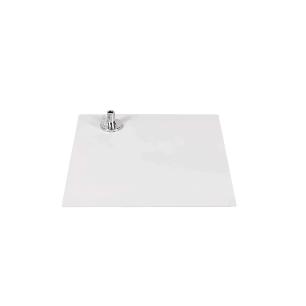 BINK - Square base 35x35 cm, white powdercoated steel, calfpin connector 11.5x7 cm 