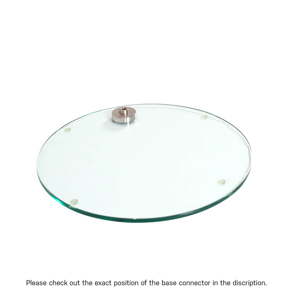 BINK - Round tempered glass base dia 40 cm, M12 connector in brushed nickel (8 cm)