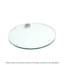 Round tempered glass base dia 40 cm, M12 connector in brushed nickel (8 cm)