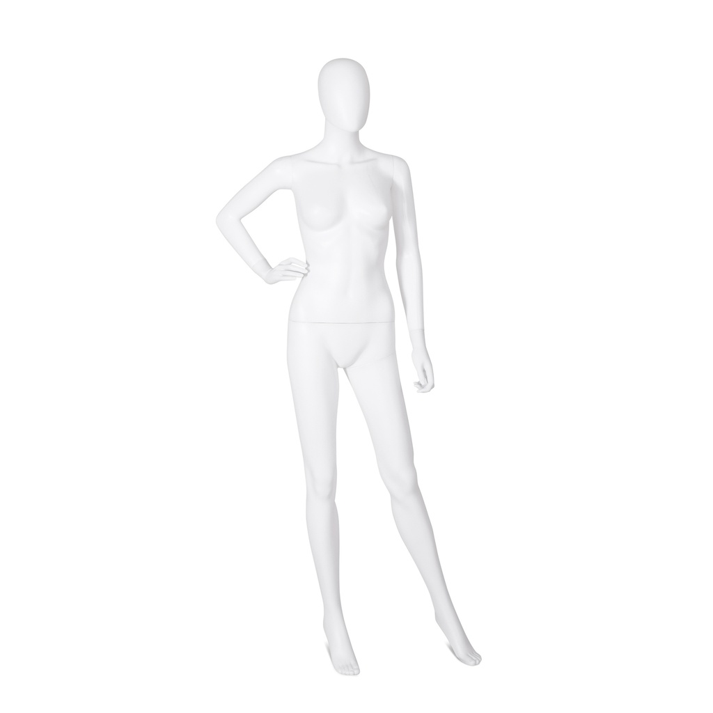 Cheap mannequin, female, detachable head, white mat colour, standing pose 02BN