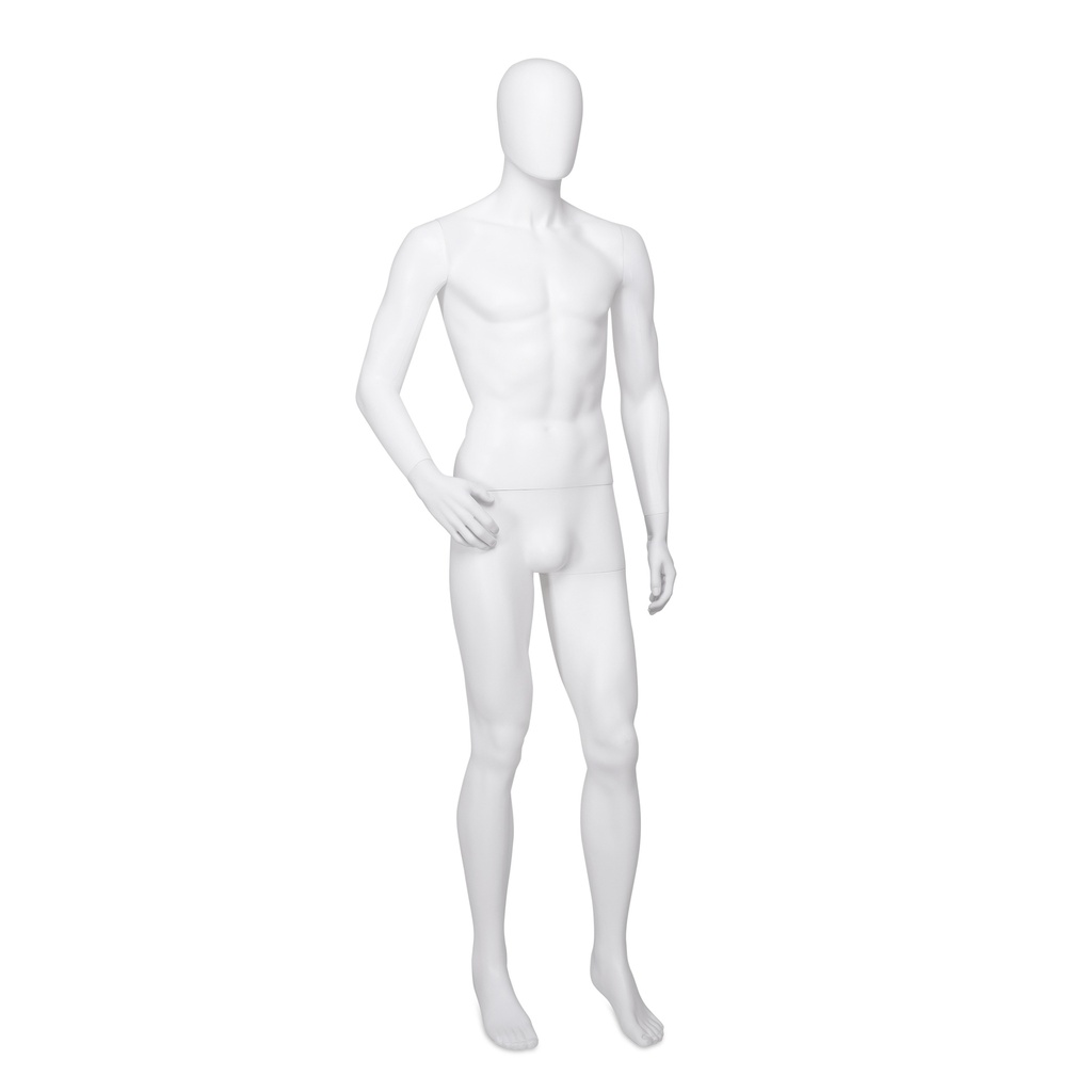 Cheap mannequin, male, detachable head, white mat colour, standing pose 04BN