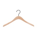 Beechwood clothes hanger with 3 cm wide shoulders, 44 cm width, black hook - box of 50 pieces