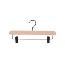 Beechwood clothes hanger with black clips, black hook, 36 cm width - box of 50 pieces