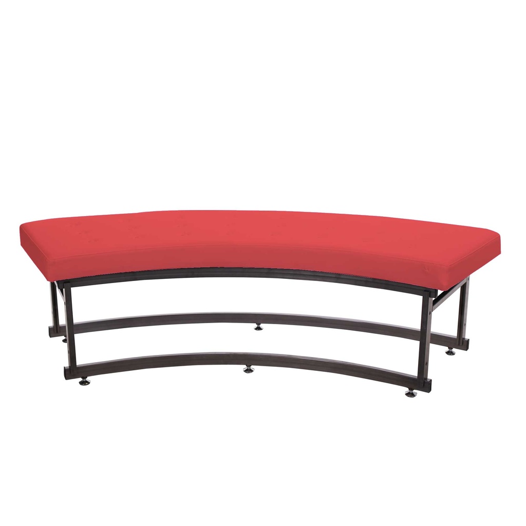 BINK - Curved bench in lacquered steel, cushion in red imitation leather