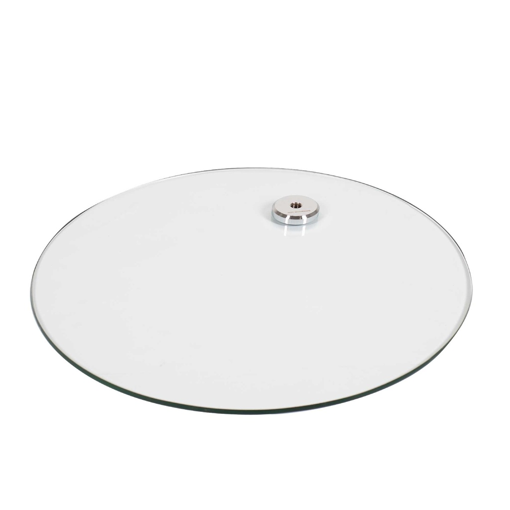 BINK - Round tempered glass base, dia 42 cm, M12 connector in chromed steel (8,5 cm)
