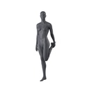 Stretching mannequin, female, graphite grey stylised head, standing pose 03