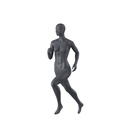 Running mannequin, female, graphite grey, stylised head, standing pose 03