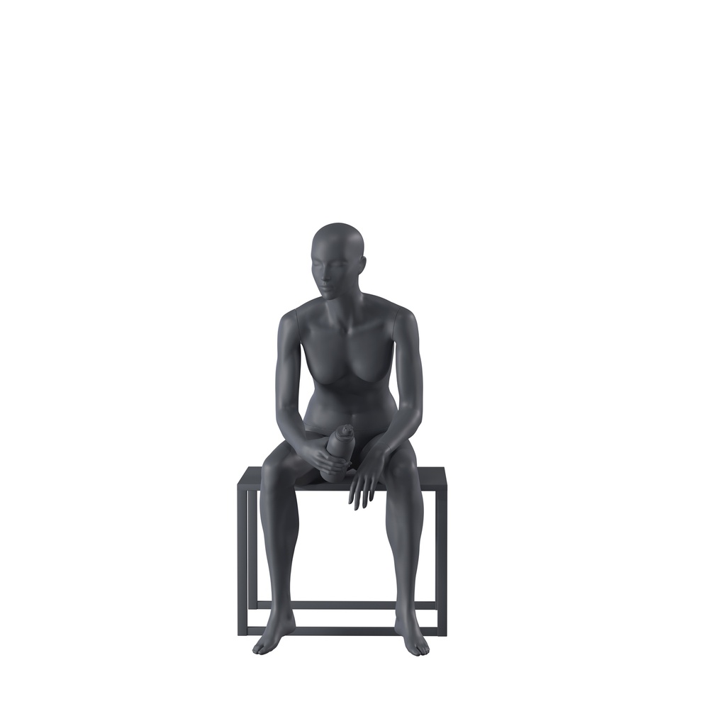 Sport mannequin, female, graphite grey, stylised head, standing pose 07