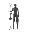 Ski sport mannequin, female, graphite grey, stylised head, standing pose 10