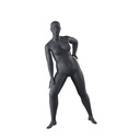 Stretching plus size sport mannequin, female, graphite grey, stylised head, standing pose 31