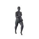 Running plus size sport mannequin, female, graphite grey, stylised head, standing pose 32