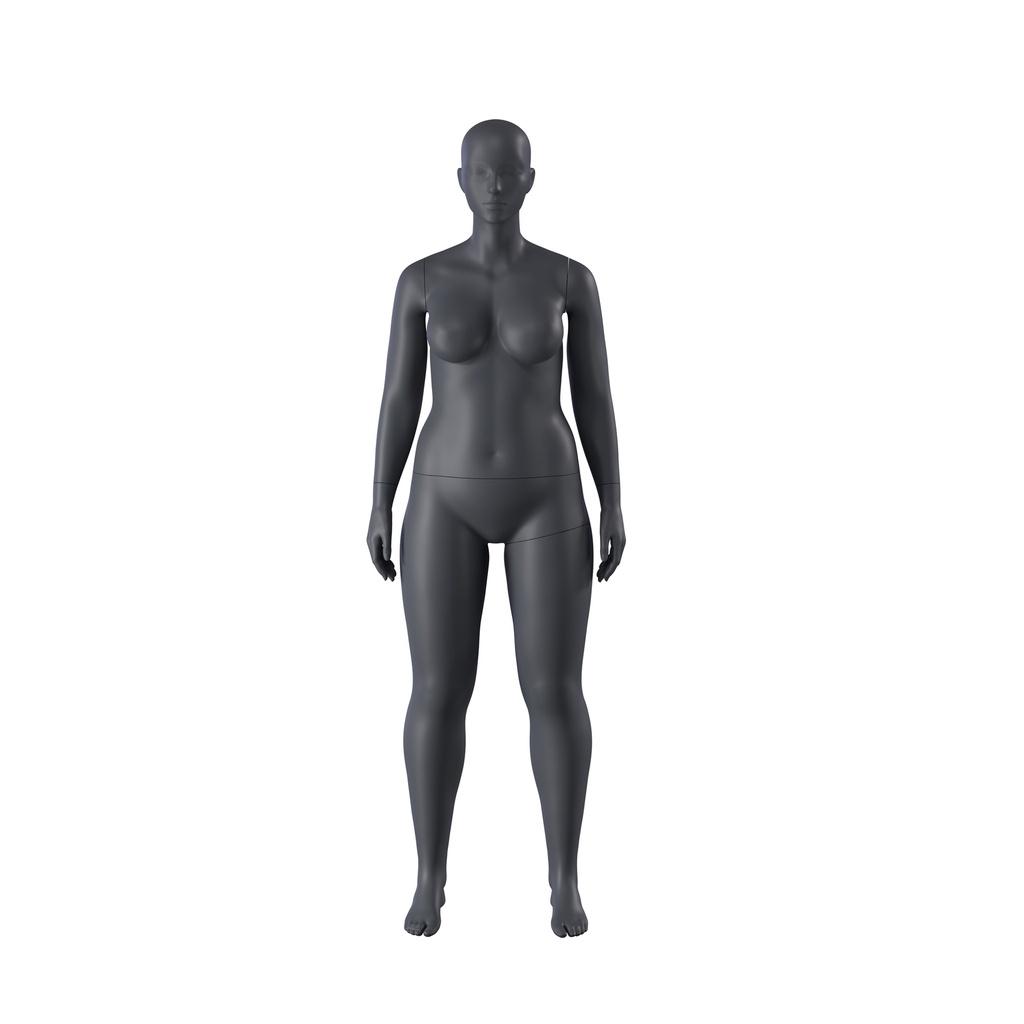 BINK - Plus size sport mannequin, female, graphite grey, stylised head, standing pose 33