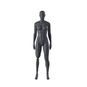 Sport mannequin with leg prosthesis, female, graphite grey, stylised head, standing pose 101