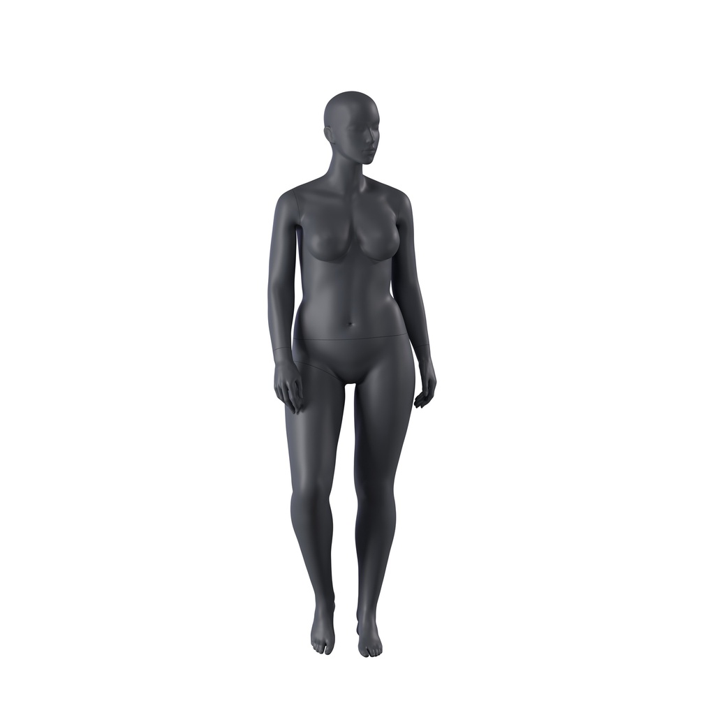 BINK - Plus size sport mannequin, female, graphite grey, stylised head, standing pose 29
