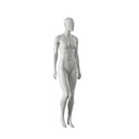 Sport mannequin, female, grey, abstract head, standing pose 52
