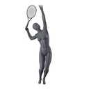 Tennis en padel sport dames mannequin, grafiet grijs, gestilleerd hoofd, staande pose 50 