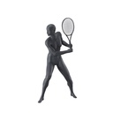 Tennis mannequin, female, graphite grey, stylised head, standing pose 53
