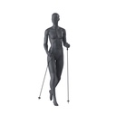 Trekking sport mannequin, female, graphite grey, stylised head, standing pose 161