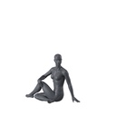 Yoga sport mannequin, female, graphite grey, stylised head, seated pose 124