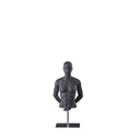 Sport bust without legs, female, graphite grey, metal base, stylisedt head, pose 252