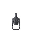 Sportbust without legs, male, graphite grey, metal base, stylisedt head, pose 551