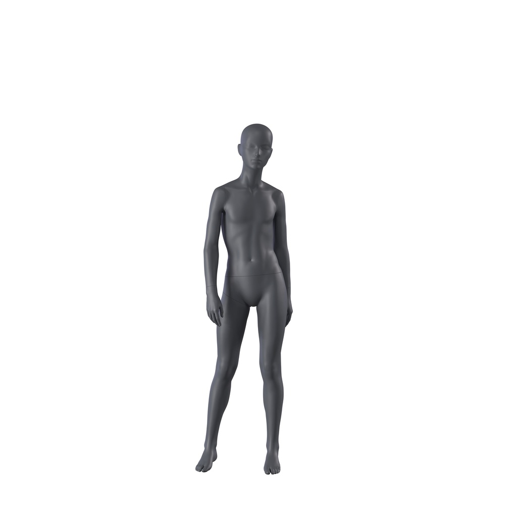 BINK - Sport mannequin, child, graphite grey, girl of12 years, stylised head, standing pose 607