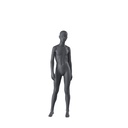 Sport mannequin, child, graphite grey, girl of12 years, stylised head, standing pose 607