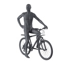 Cycling sport mannequin, male, graphite grey, stylised head, seated pose 331
