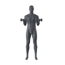 Fitness sport mannequin, male, graphite grey, stylised head, standing pose 319 
