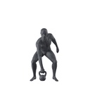 Kettlebell fitness sport mannequin, male, graphite grey, stylised head, standing pose 315 