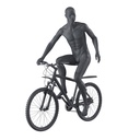 Mountainbike sport mannequin, male, graphite grey, stylised head, seated pose 327