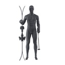 Ski sport mannequin, male, graphite grey, stylised head, standing pose 312 