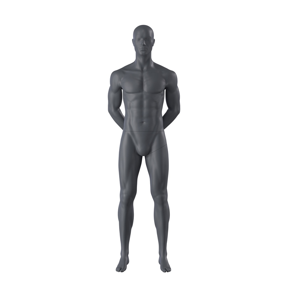 Sport mannequin, male, graphite grey, stylised head, standing pose 310