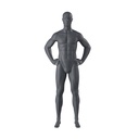 Sport mannequin, male, graphite grey, stylised head, standing pose 316