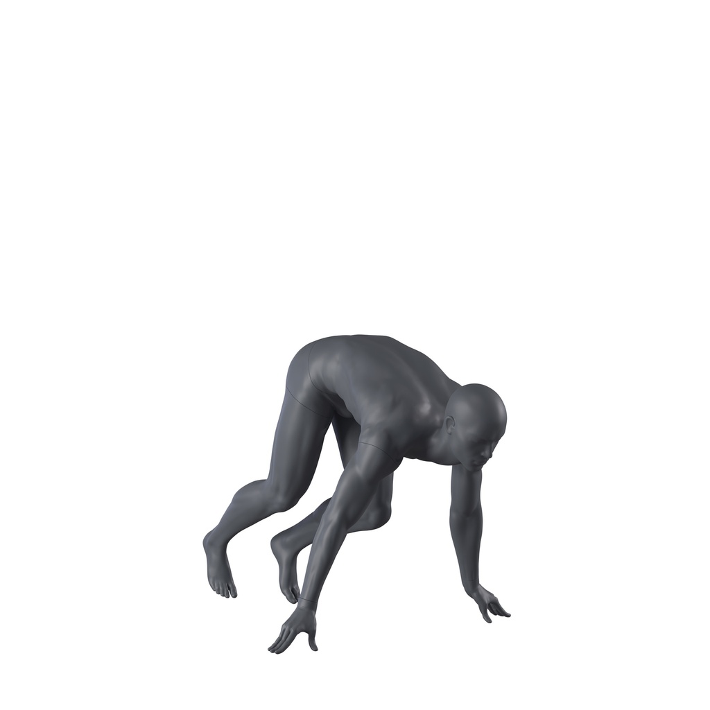 Start to run sport mannequin, male, graphite grey, stylised head, pose 303 
