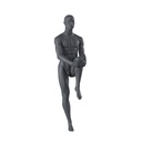 Stretching sport mannequin, male, graphite grey, stylised head, standing pose 302
