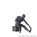 Stretching sport mannequin, male, graphite grey, stylised head, seated pose 321
