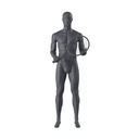 Tennis sport mannequin, male, graphite grey, stylised head, standing pose 311