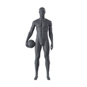 Soccer sport mannequin, male,  graphite grey, stylised head, standing pose 309
