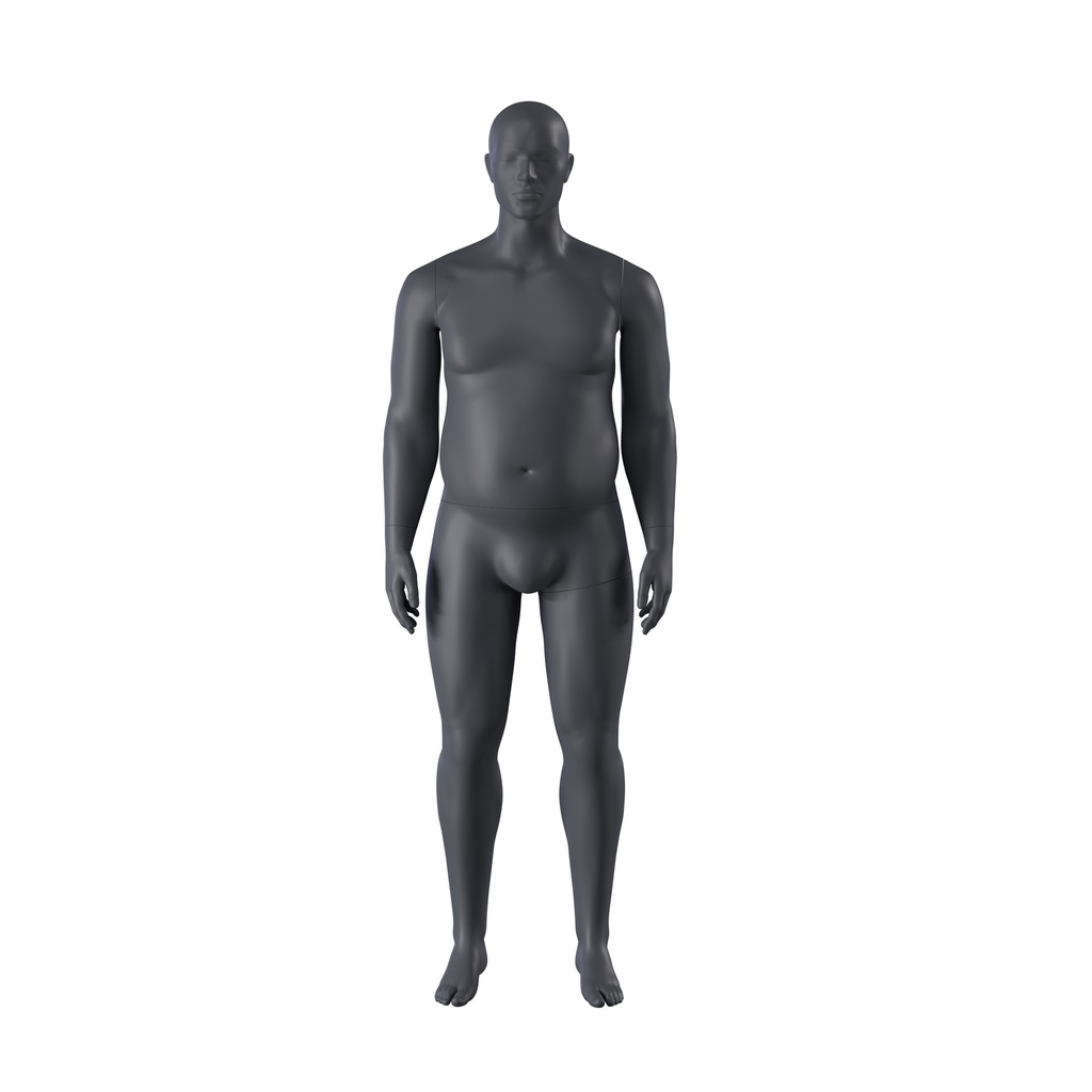 BINK - Plus size sport mannequin, male, graphite grey, stylised head, standing pose 351
