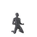 Winning sport mannequin, male, graphite grey, stylised head, seated pose 341