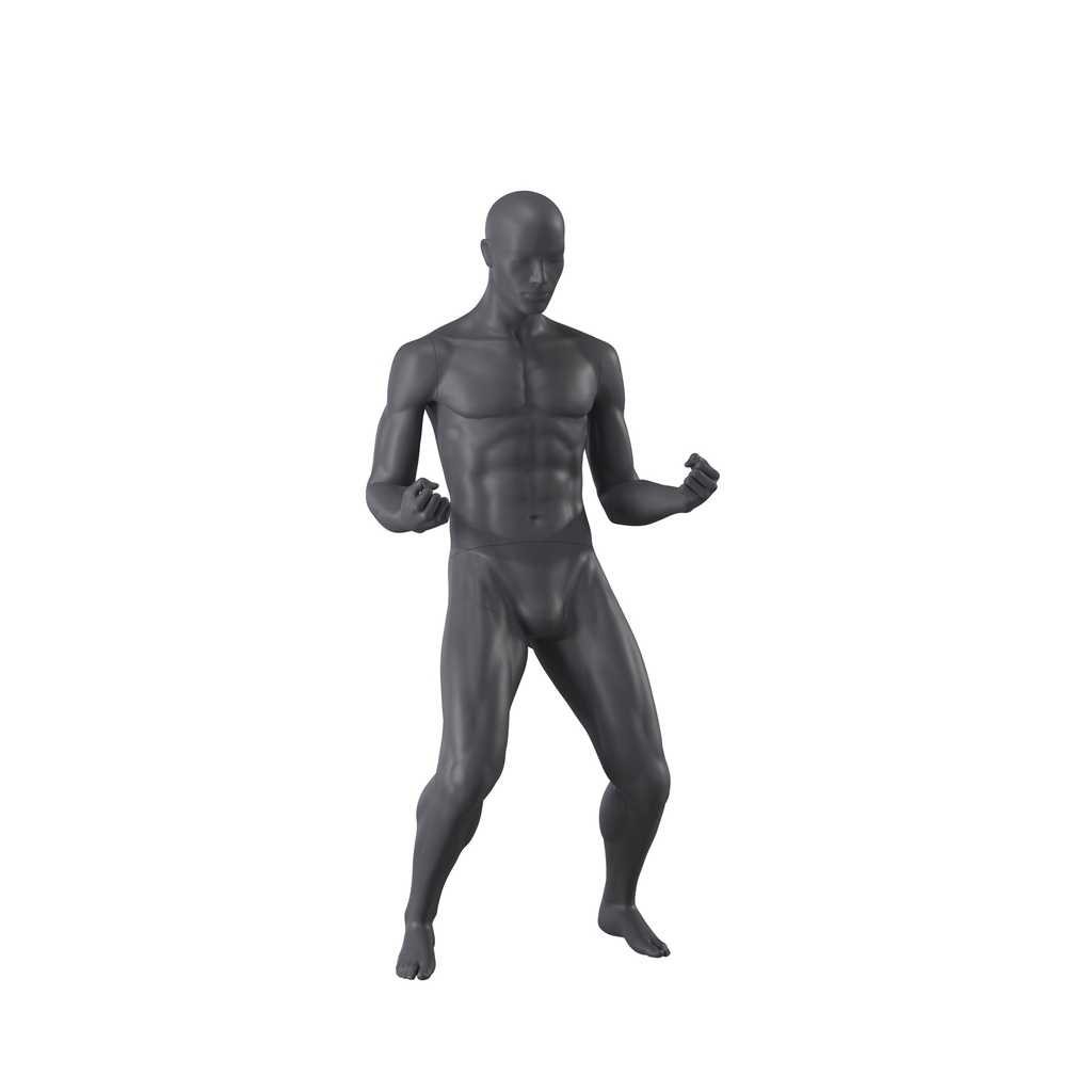 Winning sport mannequin, male, graphite grey, stylised head, standing pose 336