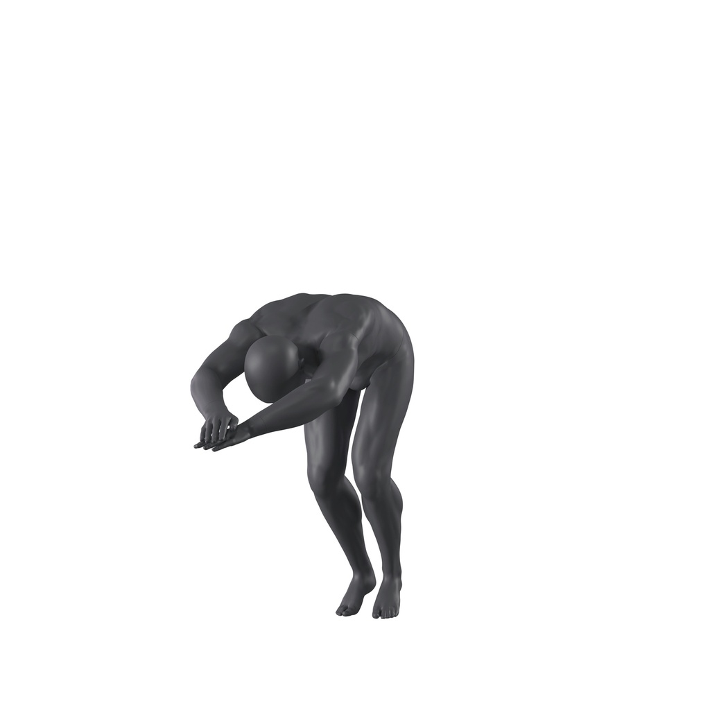 BINK - Diving sport mannequin, male, graphite grey, stylised head, standing pose 340