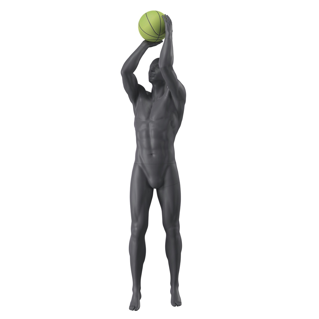 BINK - Basketball sport male mannequin, graphite grey, stylized head, standing pose 398