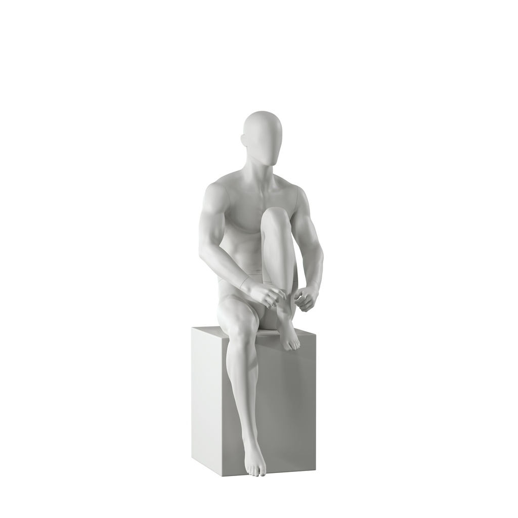 BINK - Sport mannequin, male, grey, abstract head, seated pose 332