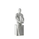 Sport mannequin, male, grey, abstract head, seated pose 332